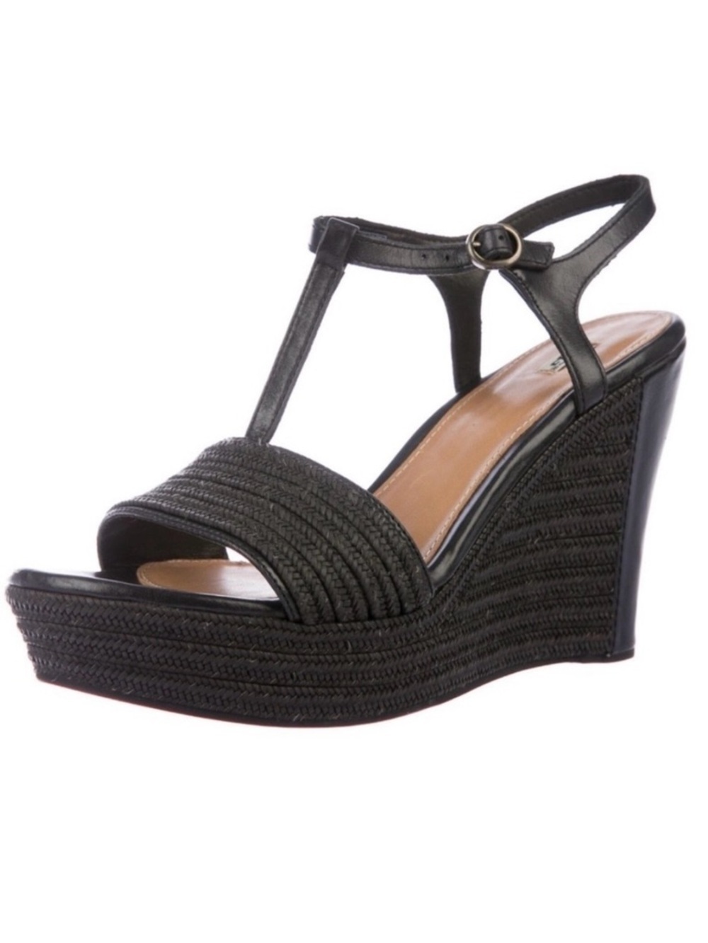 UGG  Fitchie T-Strap Wedge
Sandals  Black Size 10